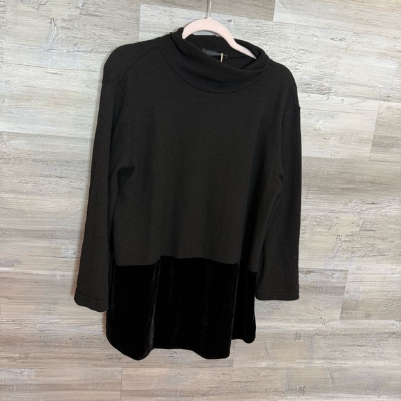Cut Loose Layered Cowl Neck Sweater with Velour Peplum - Picture 1 of 6